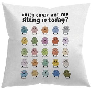 Feelings Pillow Cover - Mental Health Gifts, 18 X 18 Inch (Cover Only)